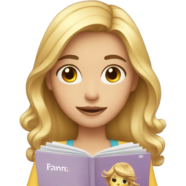 Girl holds a magazine in hands emoji