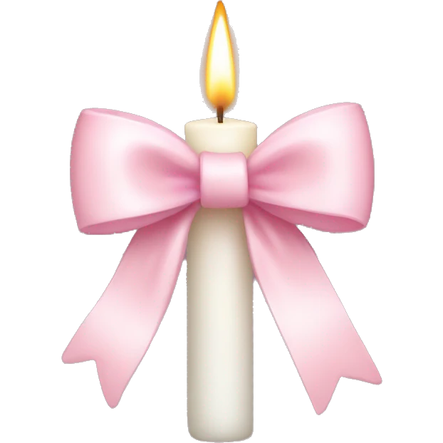 White candle light pink bow emoji
