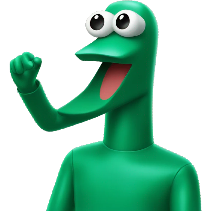 Gumby taking a selfie emoji