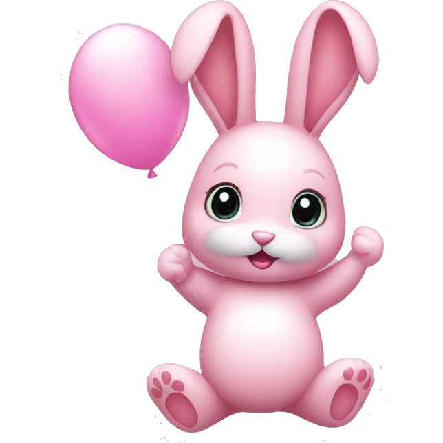 Baby pink bunny holding inflatable balloons  emoji