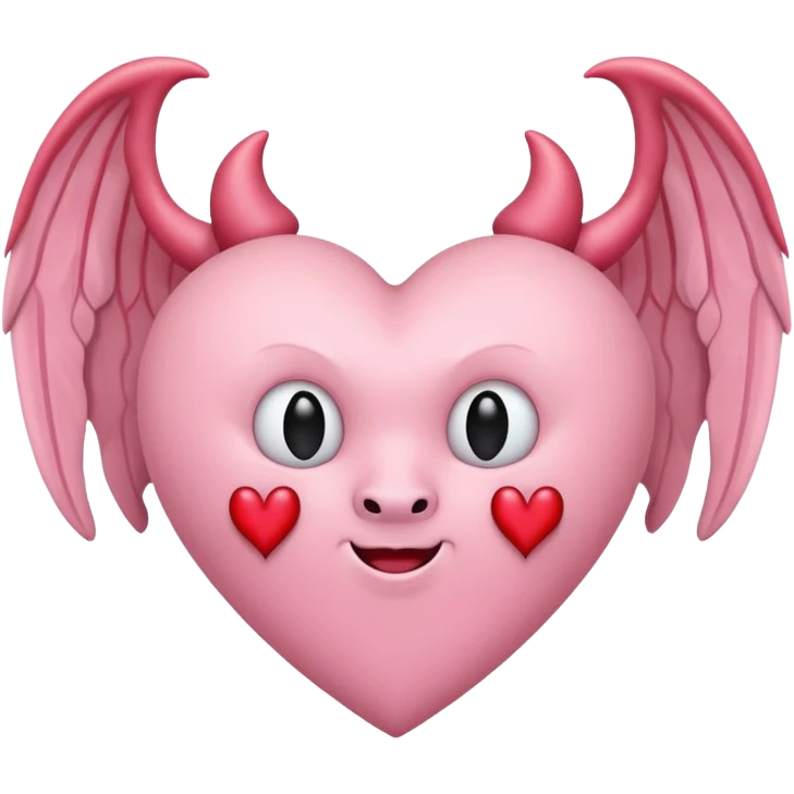 pastel pink heart with devil wings emoji