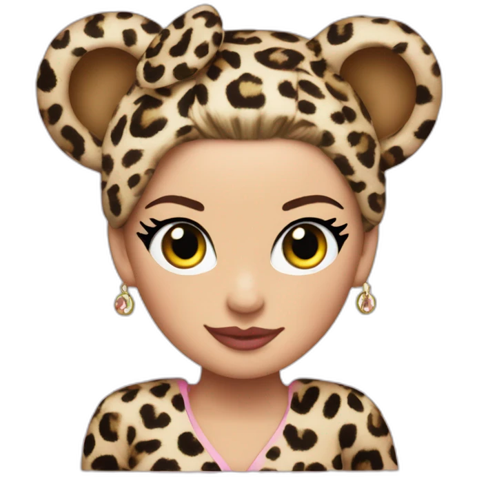 P!nk in leopard costumes with leopard headband emoji