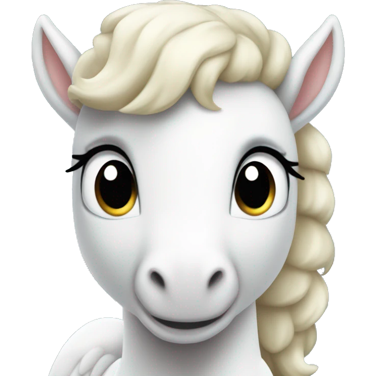 White crème Baby Pegasus sitting on its behind Cute emoji