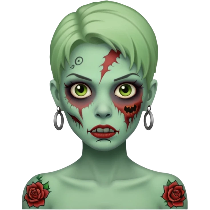 zombie woman with tattoos emoji