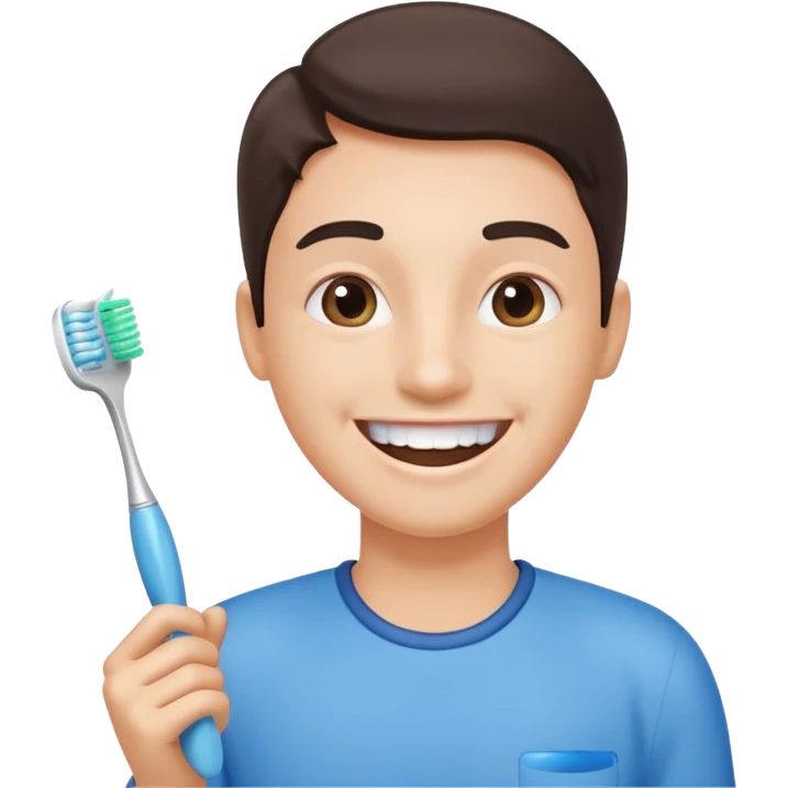 toothbrush next to a bright smile emoji