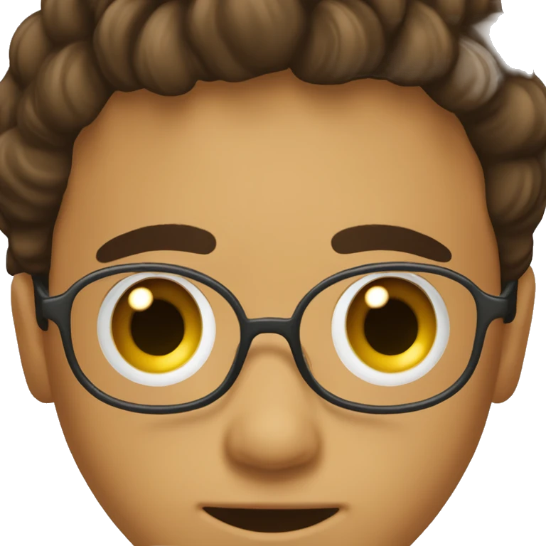 niño de lentes negros, cabello castaño oscuro laci emoji