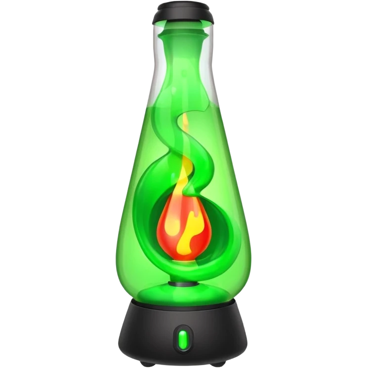 Lava lamp with green lava emoji