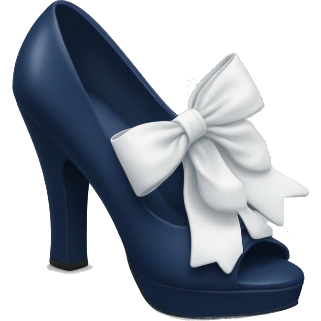 Navy blue chunky high heel with a white bow emoji