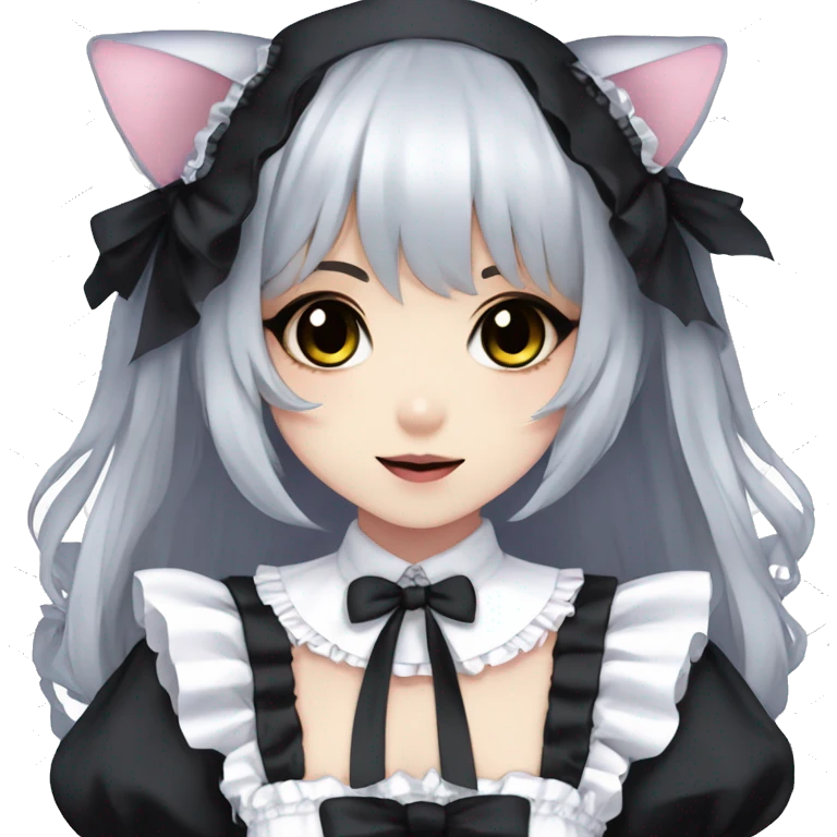 gothic lolita anime neko simplistic cute kawaii blushing maid cosplay emoji