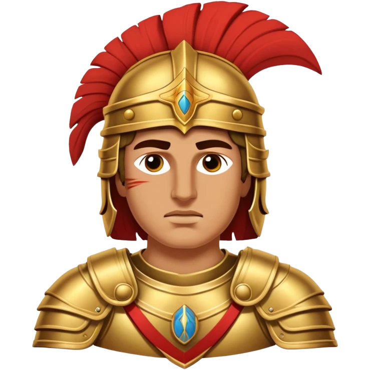 Cinematic Realistic Alexander the Great Portrait Emoji, depicted as a bold, charismatic ancient conqueror in regal armor with a commanding gaze, rendered with lifelike textures and dramatic heroic lighting that captures his legendary ambition. emoji