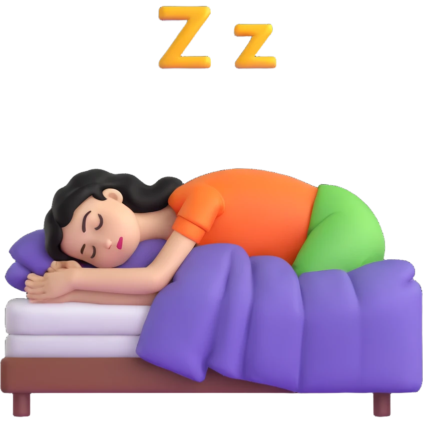 girl sleeping peacefully with Z symbols representing snoring emoji