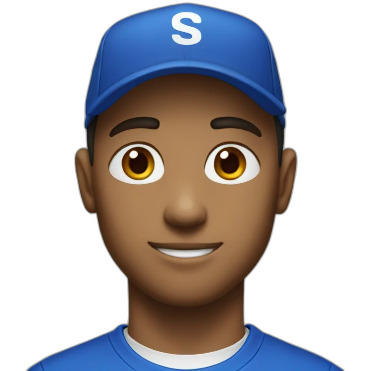 Men with a blue cap with a white "SK" and tshirt emoji