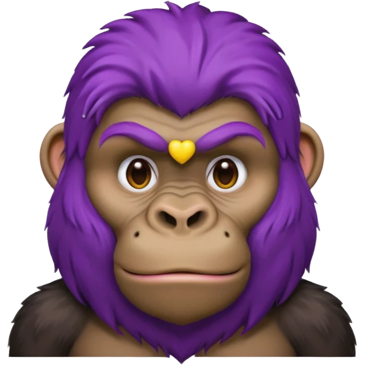 purple haired gorilla head with headrest, apple style emoji, no text, facing slightly left emoji