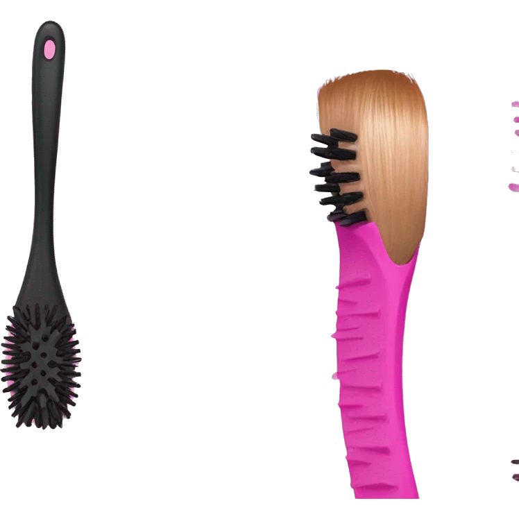 Pink hair brush emoji
