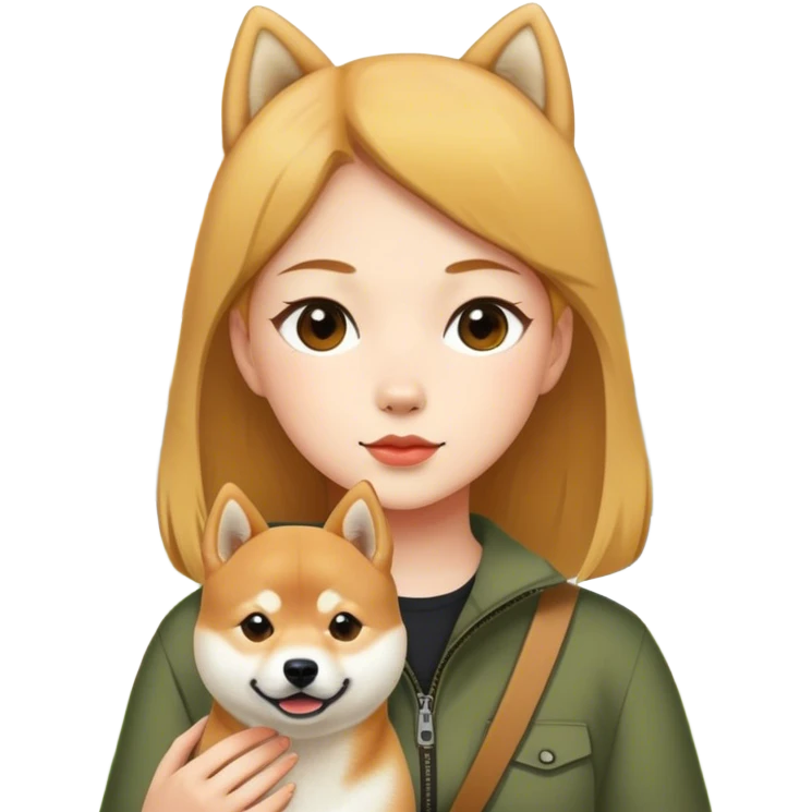girl with shiba inu outdoors emoji