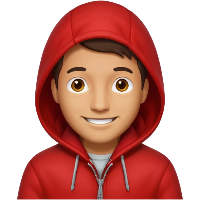Man in red coat, hood down emoji