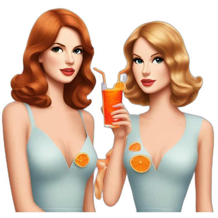 Lana del Rey & Taylor swift drinking aperol spritzz emoji