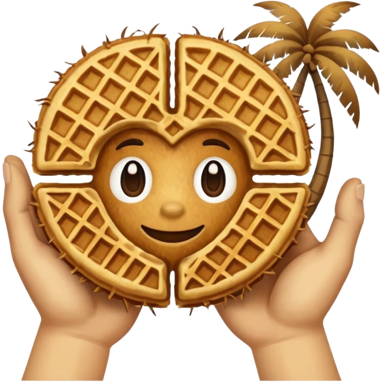 Waffle holding hands with a coconut  emoji