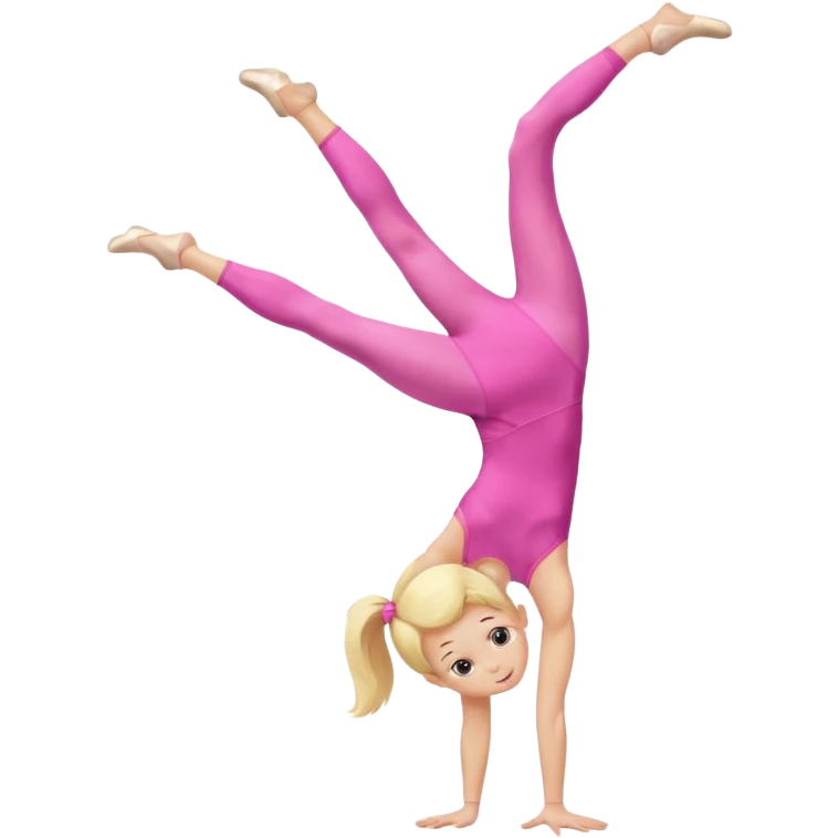dancer-gymnast child with blonde hair in pink tights doing a handstand emoji