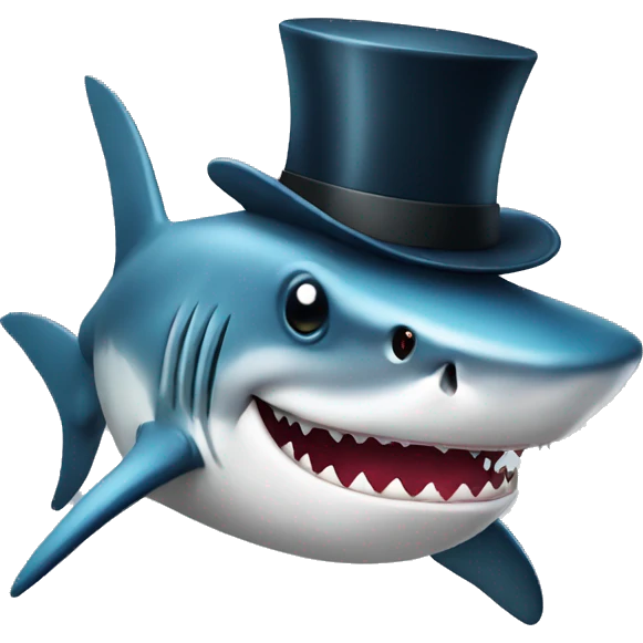 Shark with a top hat emoji
