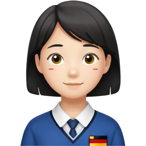 페르소나 요약 : 교복을 입고 독일 국기를 생각풍선 안에 떠올리는 10대 한국인 학생. emoji