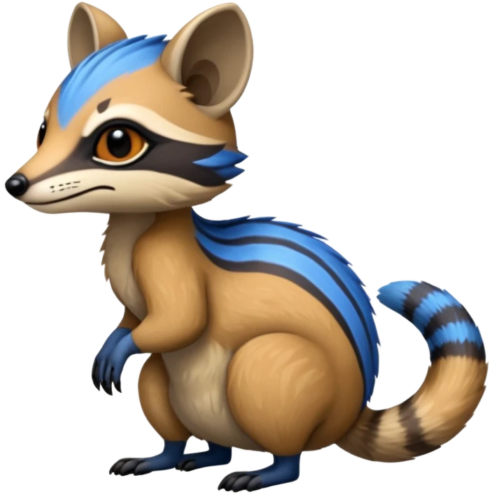 Fiery Blue-Flamed Handsome Wicked Cool Hot Edgy Badass Numbat-Trico-Civet-Vernid-fusion-hybrid-creature emoji