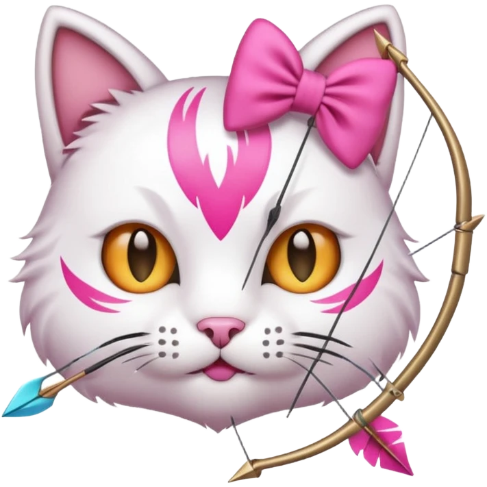 Emoji cat head white emoji with pink bow and arrow emoji