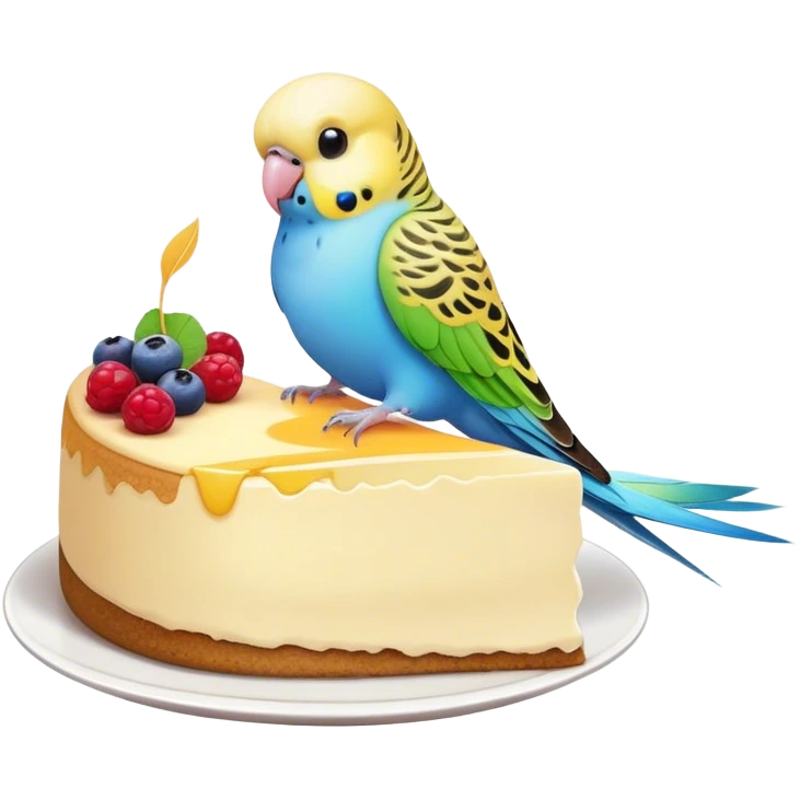 budgie eating cheesecake emoji