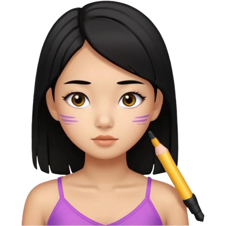 a tan chinese-american 15 year old girl with straight black hair down to her chest. mascara emoji