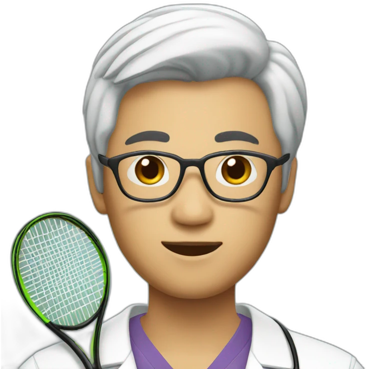 asian doctor with tennis racquet emoji