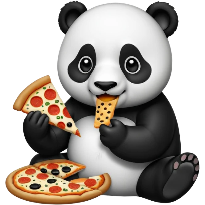 panda and pizza side by side emoji