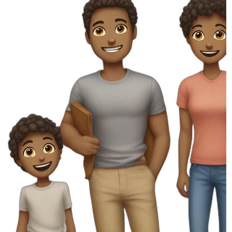 Group of five friends one girl four boys emoji