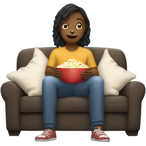 Watching a Movie at home eating popcorn  emoji