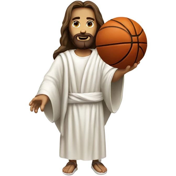 Jesus in a white robe dunking a basketball emoji