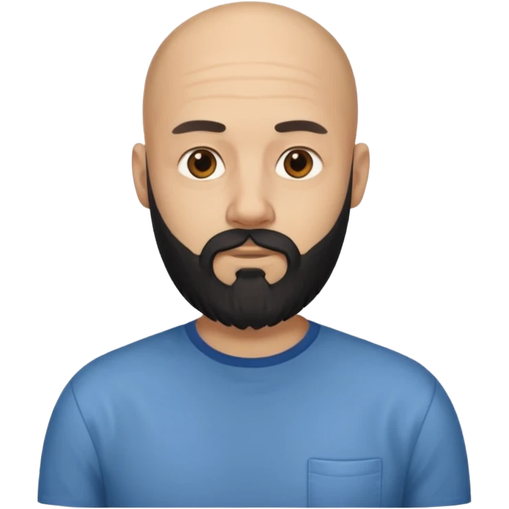 black long beard bald man with shirt emoji