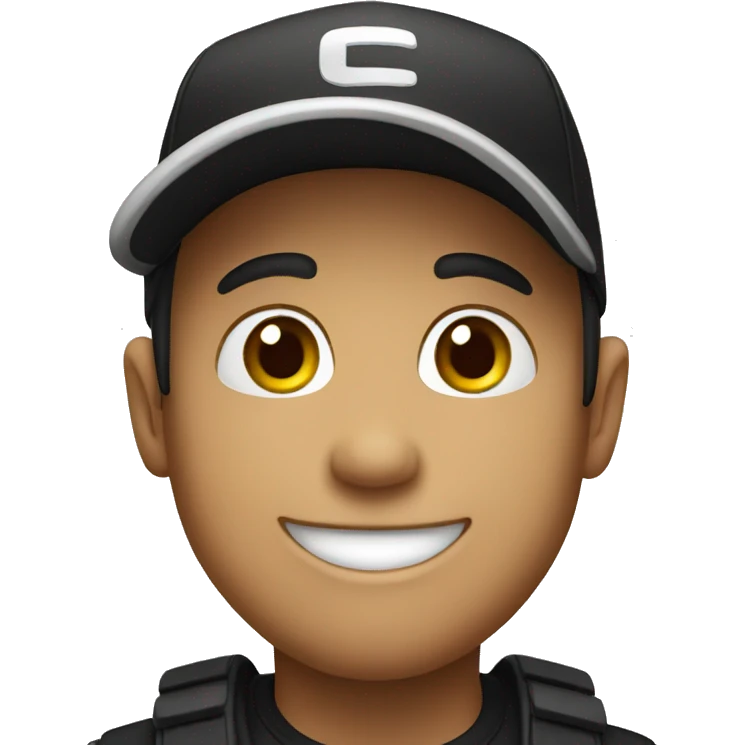 happy face wearing a black cap emoji