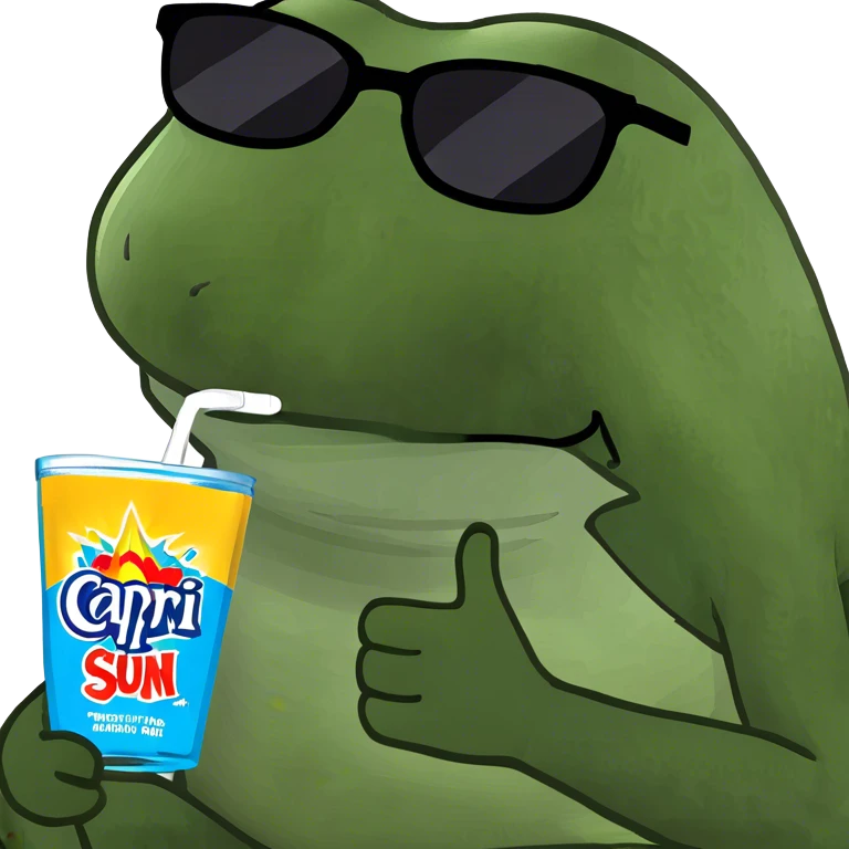 sitting, drinking a capri sun emoji