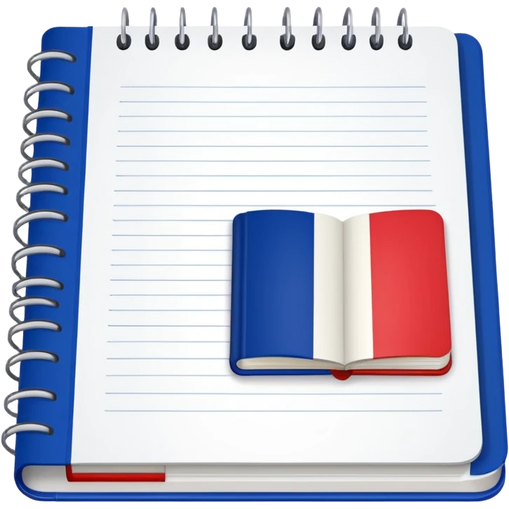 open notebook with French flag on the page emoji