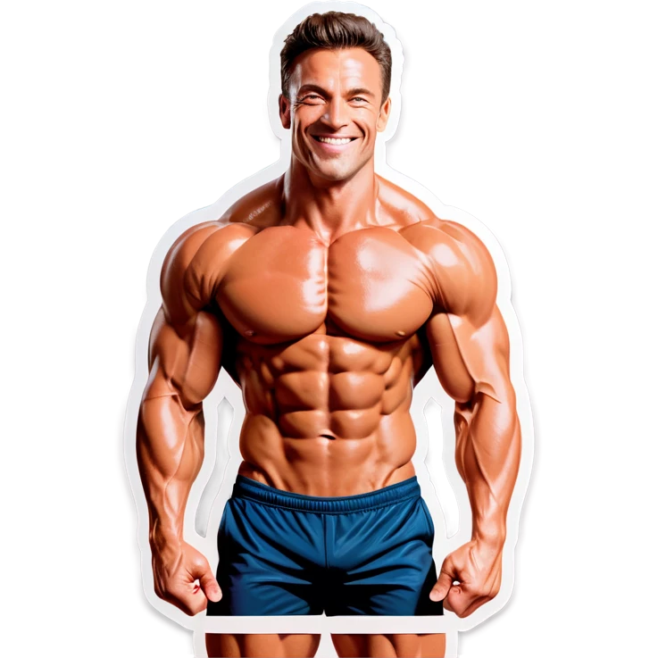 muscular man smiling at viewer emoji