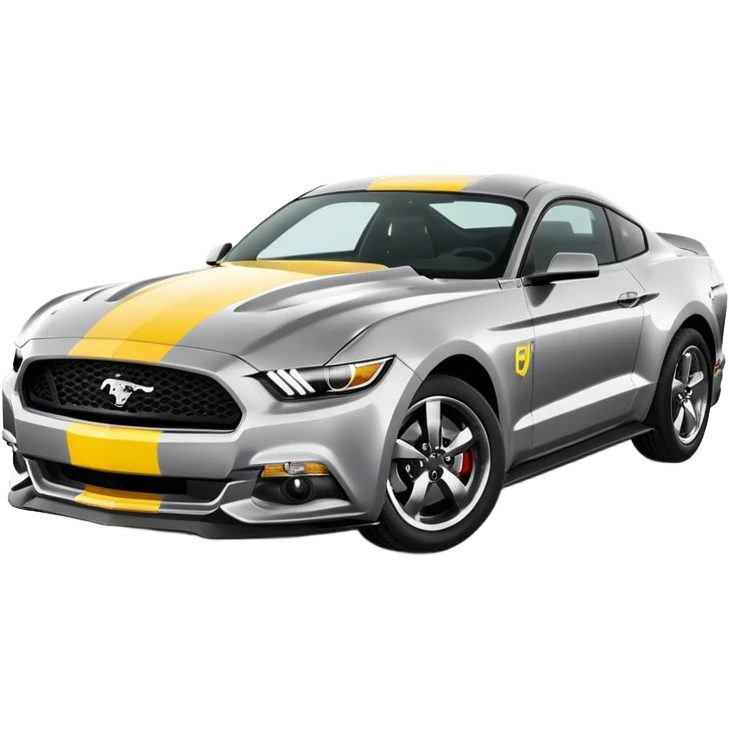 Ford Mustang with center black strip design and in written 309 and in front real pony logo in yellow colour  emoji