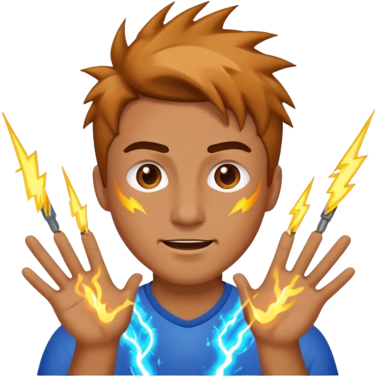 Man producing electric emoji