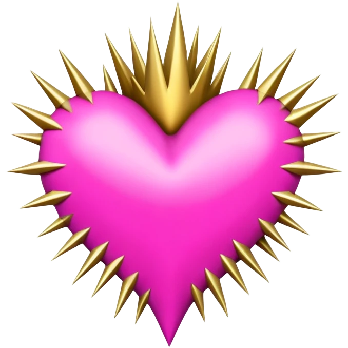 Gold spiky heart frame goth style pink punk emoji
