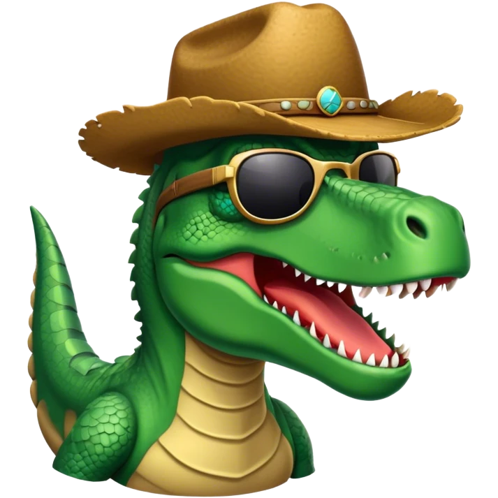 Trex with sunglasses and a cowboy hat emoji
