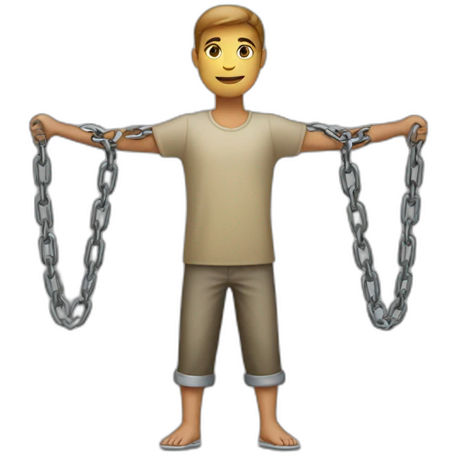 a person who has chain around ankles emoji