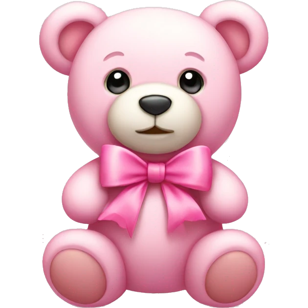light pink cute teddy bear and pink bow emoji