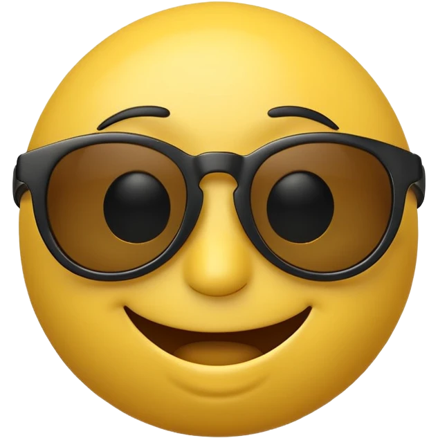 3D-rendered yellow smiley face emoji with black sunglasses and a confident smile, isolated on transparent background emoji