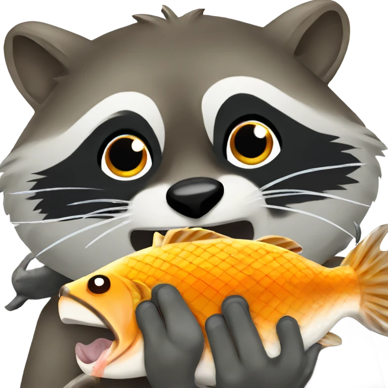 Raccoon eating fish emoji