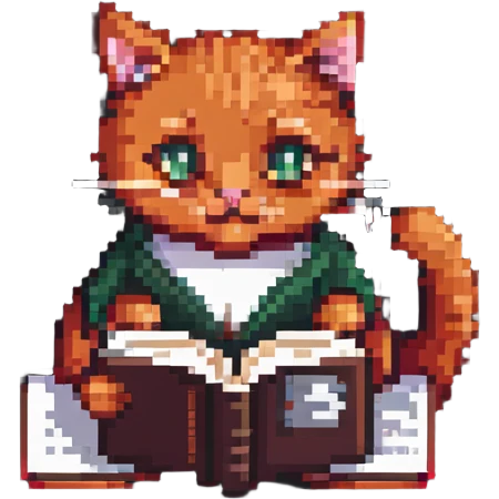red cat reading a book emoji