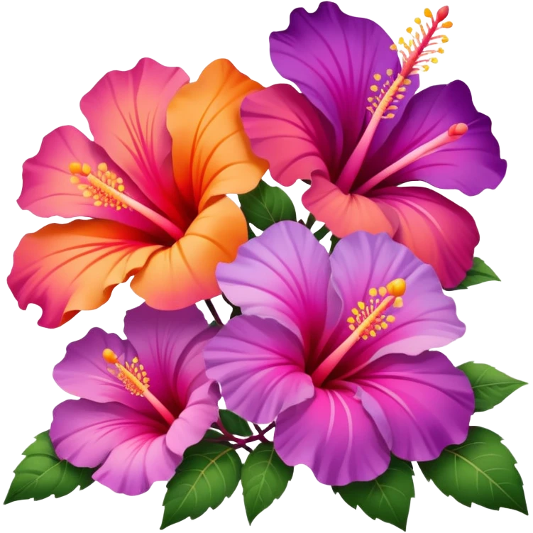 Purple pink and orange gradient hibiscuses sunset sunrise full scenery aesthetic emoji
