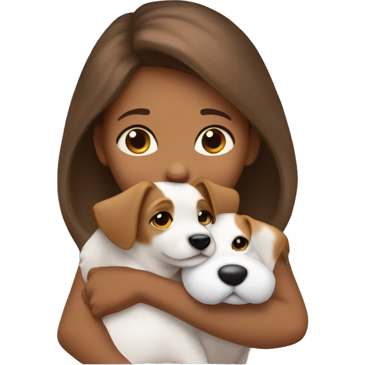 Girl hug jack russell puppy  emoji
